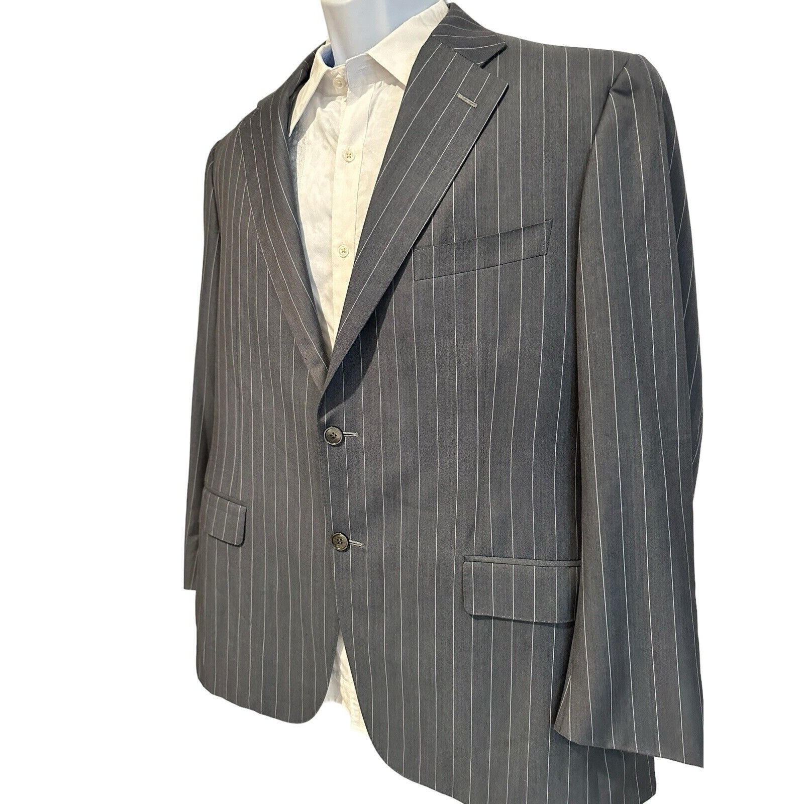 Canali 1934 Exclusive Men's Blazer Super 150s Wool Gray Pinstripe Italy 48r